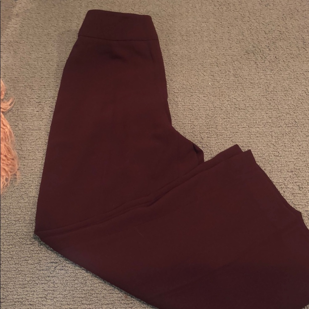 Zara cropped wide legged dress pants burgundy
